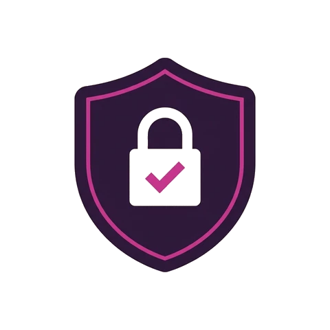 Shield badge with a padlock and a tick